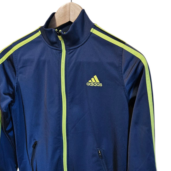 Adidas Boy's Full Zip Sweatshirt Grey Yellow Size Small (8) - Picture 2 of 6